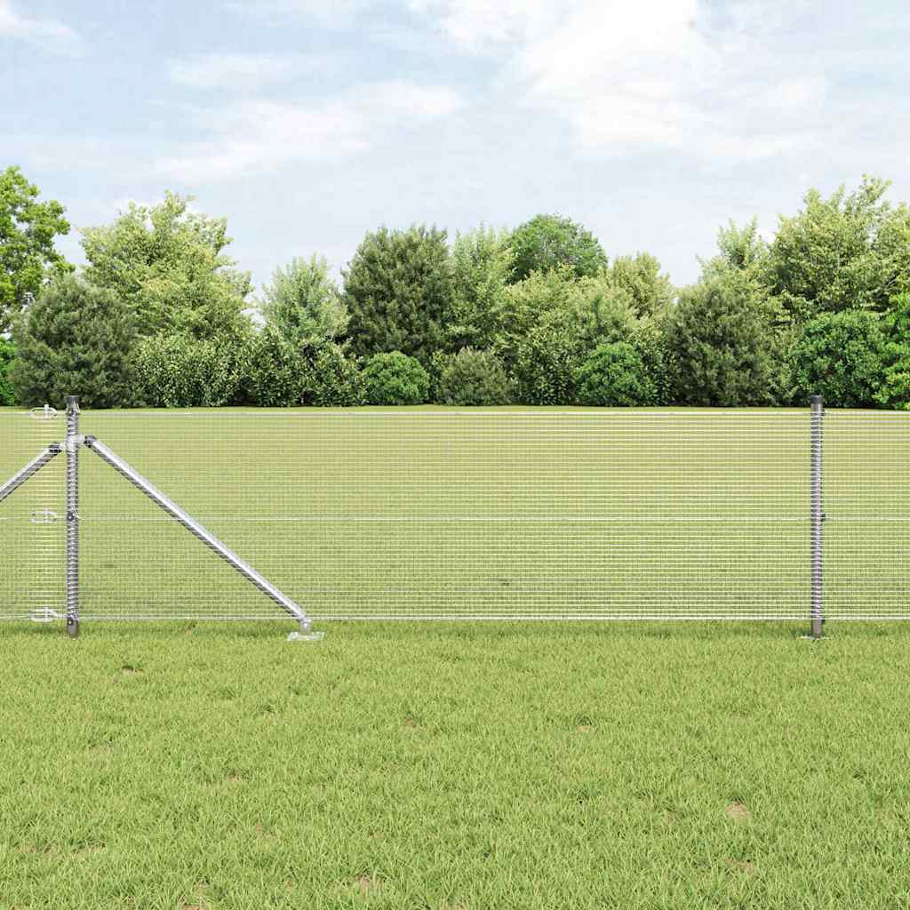 Welded Wire Fence with 13 Spike Posts 0.5x50 m Galvanised Steel
