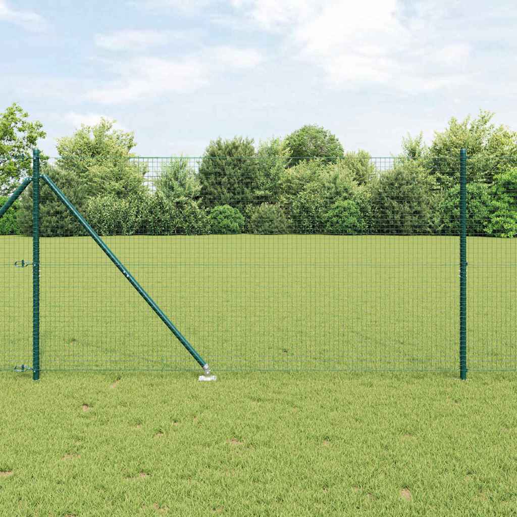 Welded Wire Fence with 13 Spike Posts Green 1.4x25 m Steel