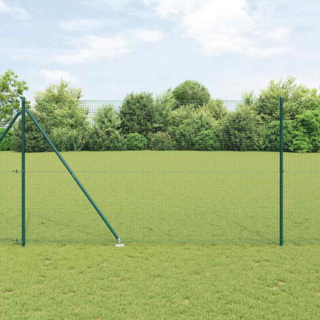 PVC Fence Post Set Set of 2 Green PVC 25 x 1.5 m Durable