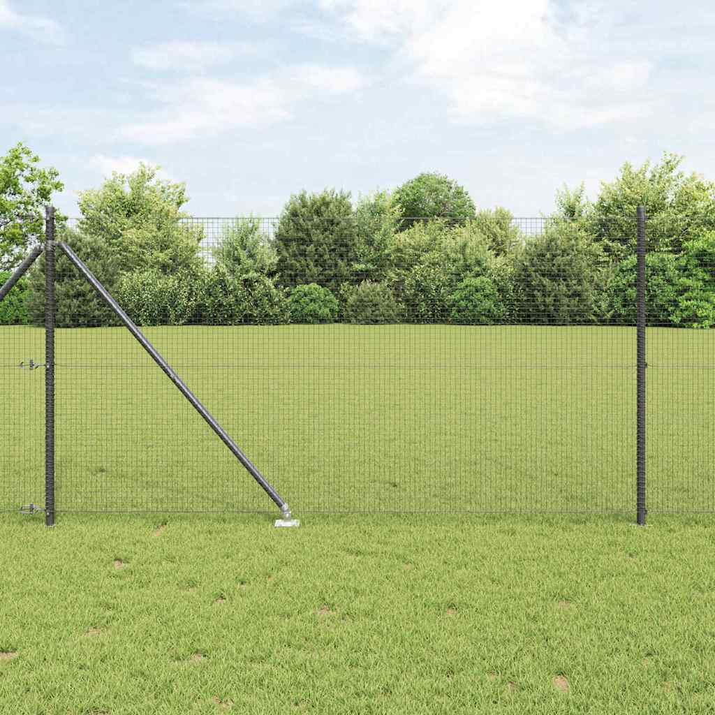 Grey Fence Post Set Set of 2 Grey Metal, Plastic 10 x 1 m