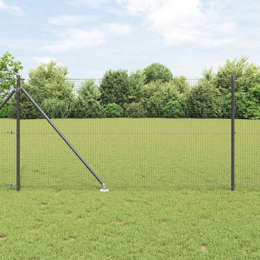 Metal Fence Post Set Set of 2 Grey Metal 10 x 1 m Sturdy