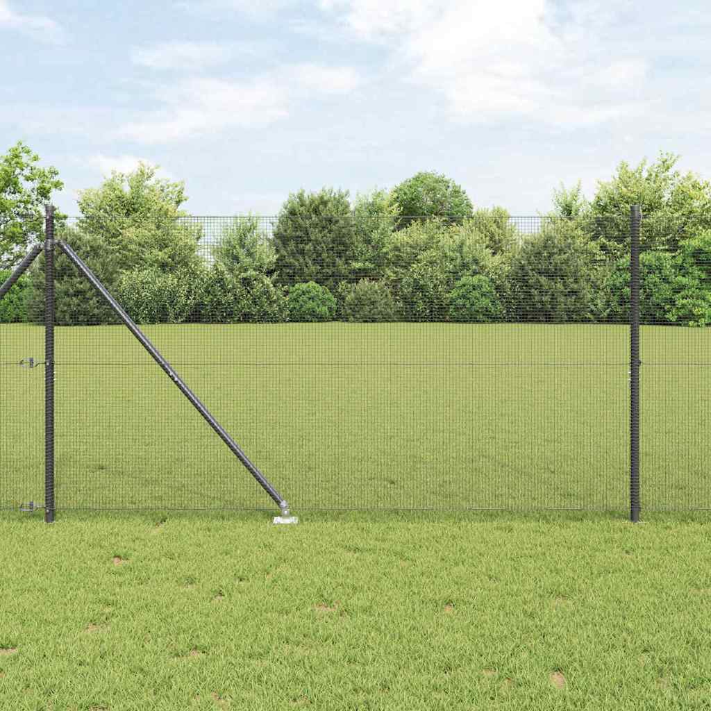 Welded Wire Fence with 7 Spike Posts Grey 1.4x10 m Steel