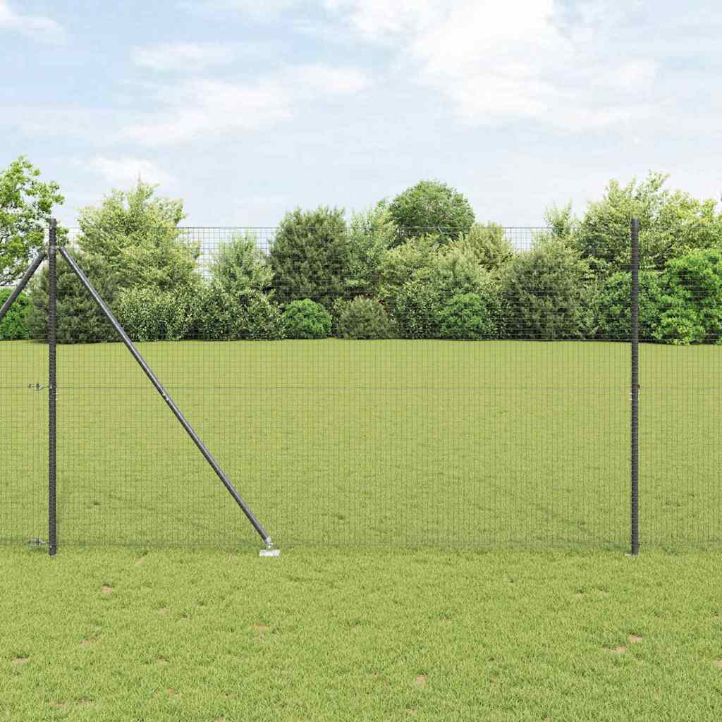 Metal Fence Post Set Set of 2 Grey Metal, Plastic 10 x 1.5 m