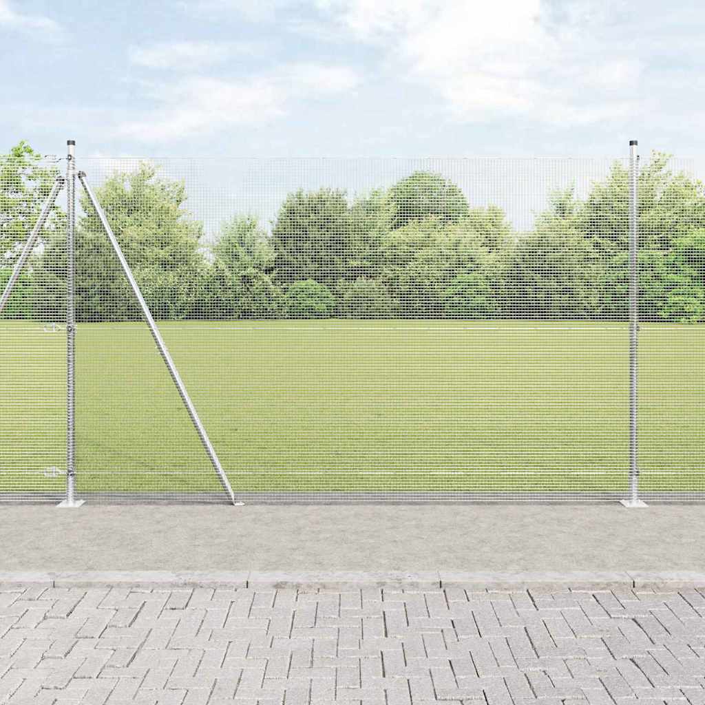 Welded Wire Fence with 7 Flanged Posts 1.6x10 m Galvanised Steel