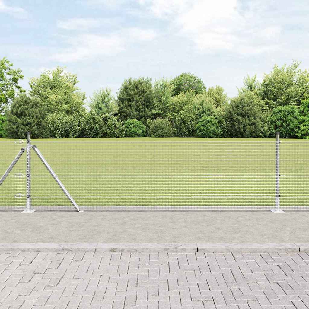 Fence Post Set Set of 2 Galvanised steel 25 x 0.5 m Durable