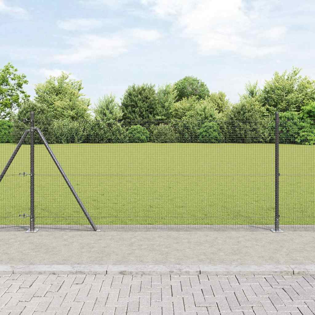 Fence Post Set Set of 2 Grey Metal, Plastic 10 x 1 m Durable