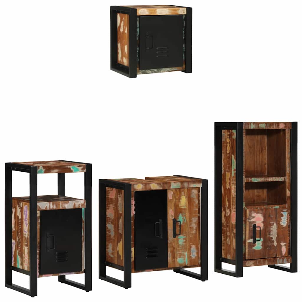 Bathroom Furniture Set 4 Pieces Multicolour Solid Reclaimed Wood