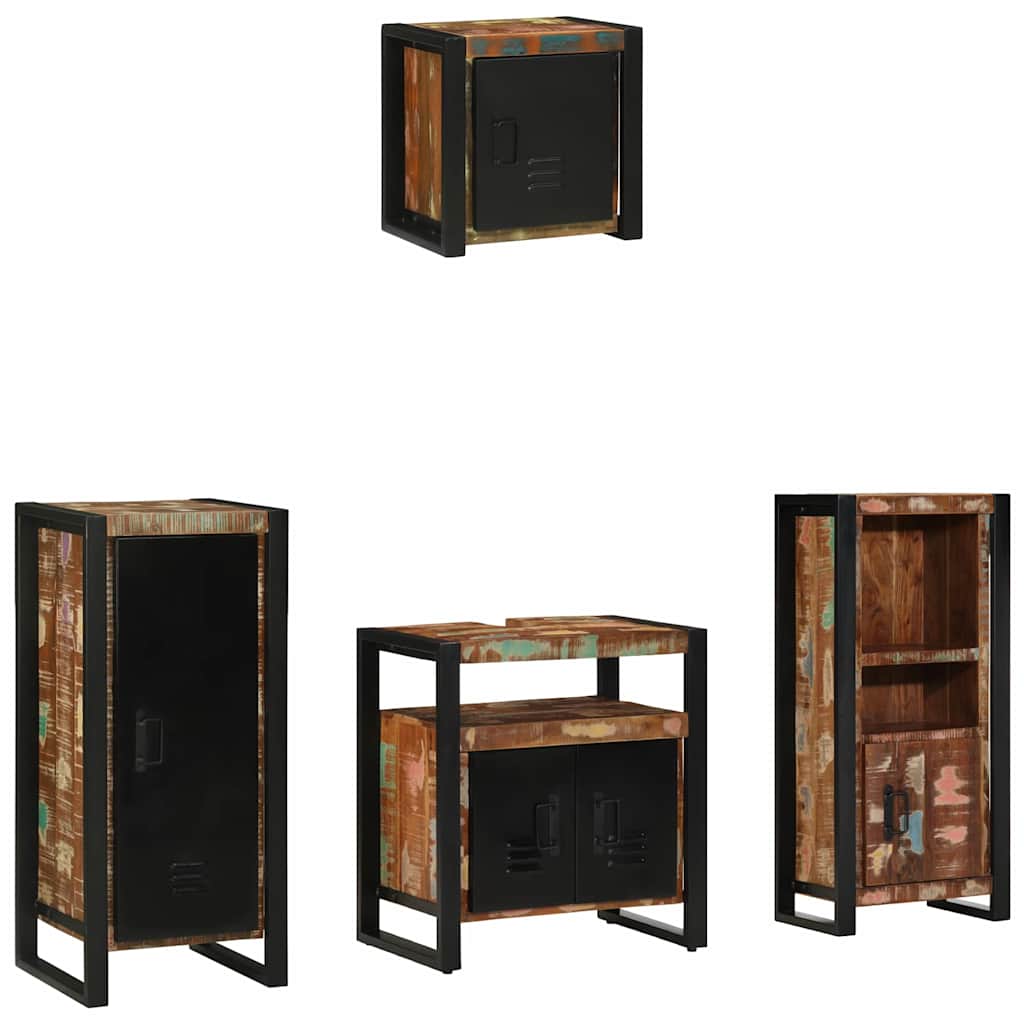 Bathroom Furniture Set 4 Pieces Multicolour Solid Reclaimed Wood