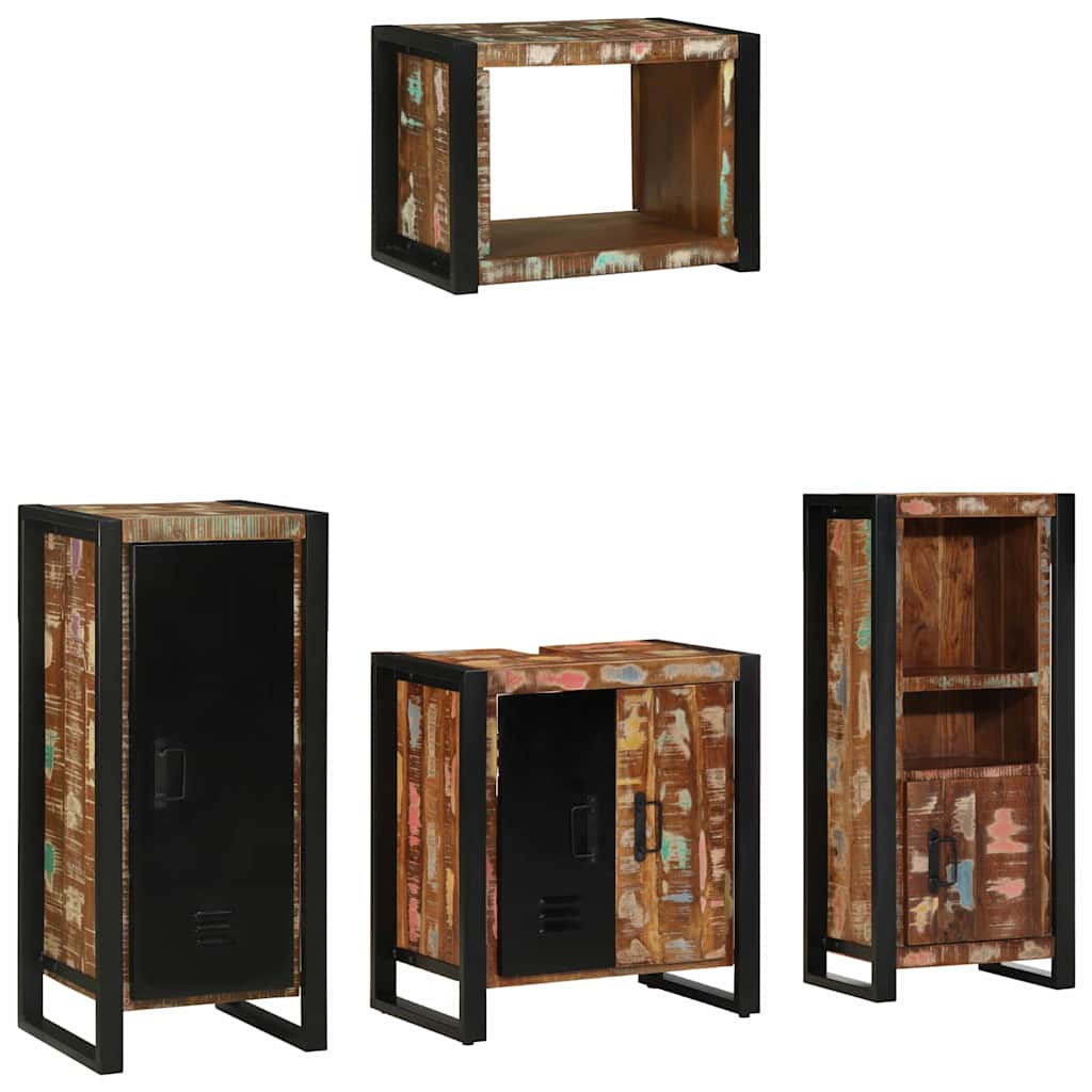 Bathroom Furniture Set 4 Pieces Multicolour Solid Reclaimed Wood