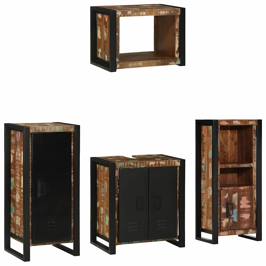 Bathroom Furniture Set 4 Pieces Multicolour Solid Reclaimed Wood