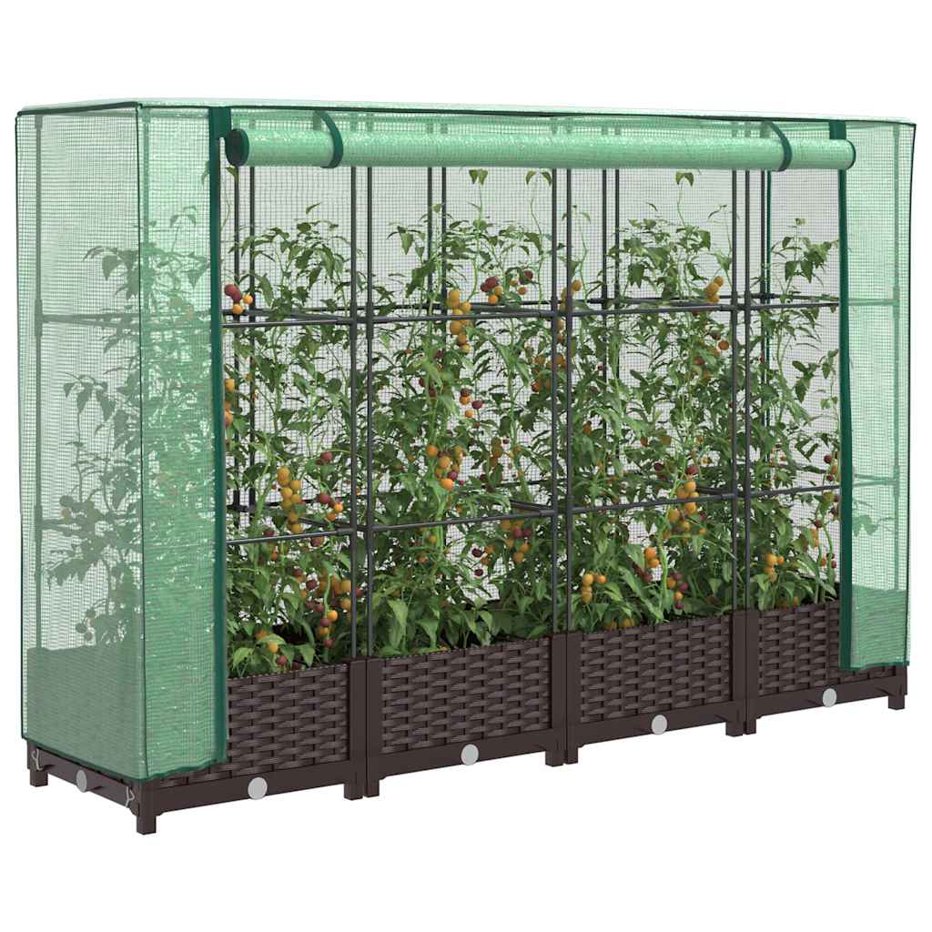 LIPARK Raised Bed with Greenhouse Cover Look 160x40x123 cm Rattan