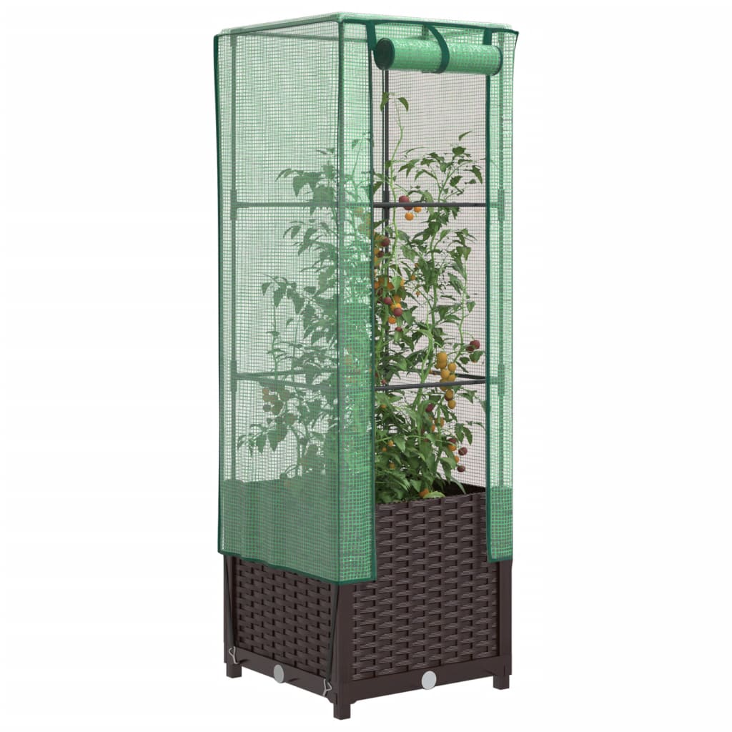 LIPARK Raised Bed with Greenhouse Cover Look 40x40x139 cm Rattan