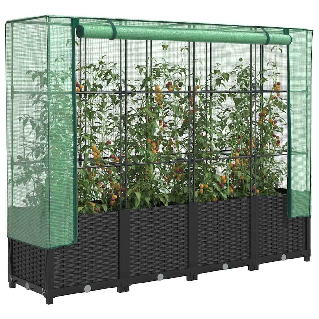 LIPARK Raised Bed with Greenhouse Cover Look 160x40x138 cm Rattan