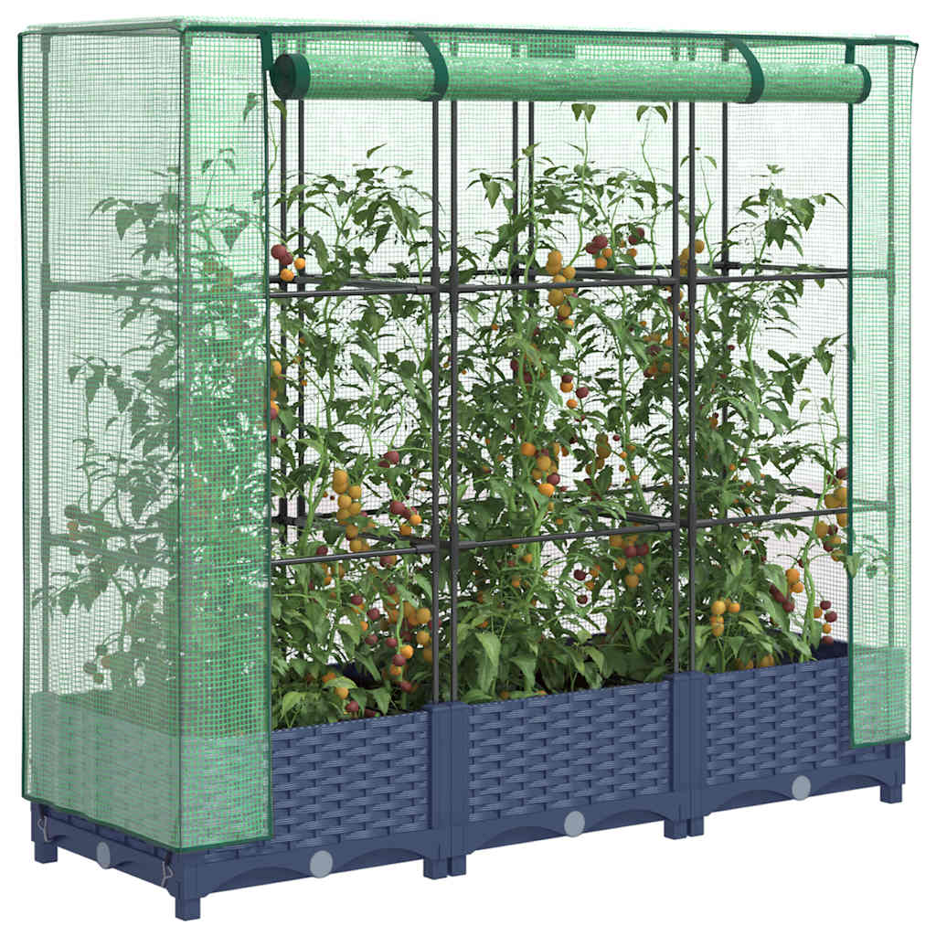 LIPARK Raised Bed with Greenhouse Cover Look 120x40x123 cm Rattan