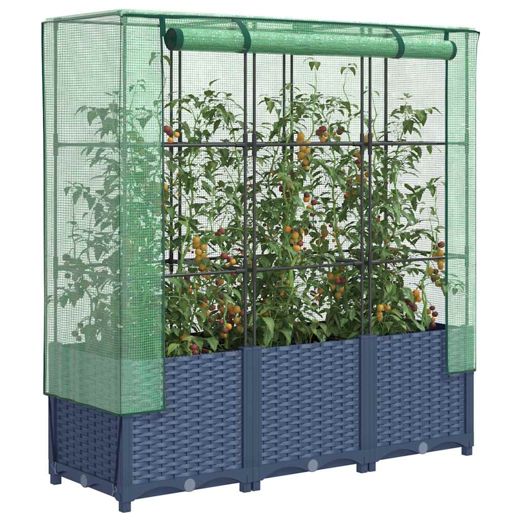 LIPARK Raised Bed with Greenhouse Cover Look 120x40x138 cm Rattan