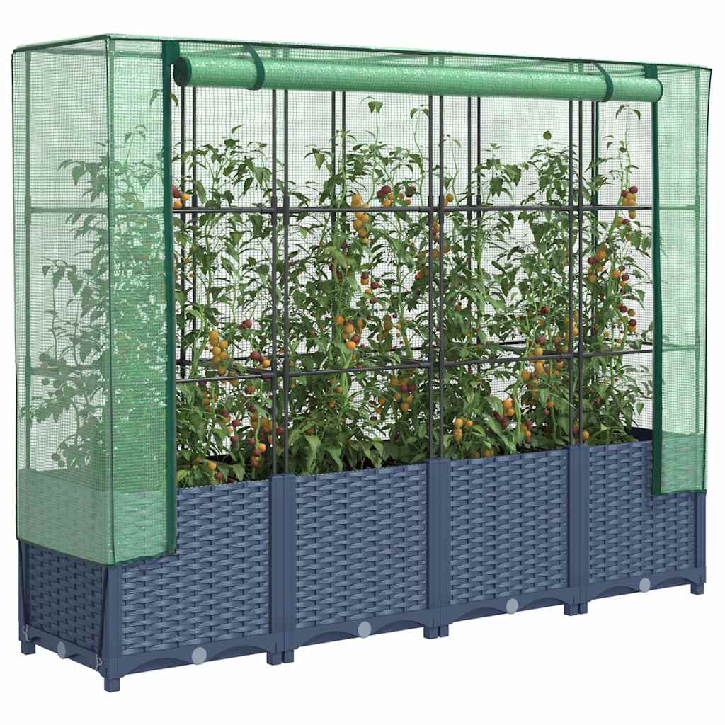 LIPARK Raised Bed with Greenhouse Cover Look 160x40x138 cm Rattan