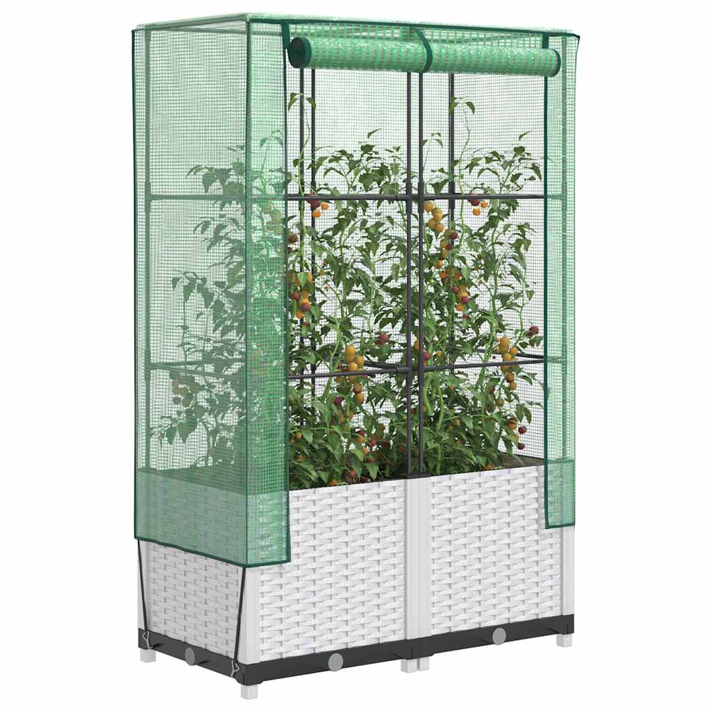LIPARK Raised Bed with Greenhouse Cover Look 80x40x138 cm Rattan