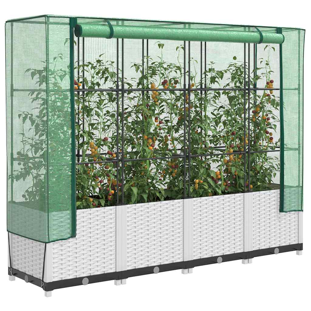 LIPARK Raised Bed with Greenhouse Cover Look 160x40x138 cm Rattan