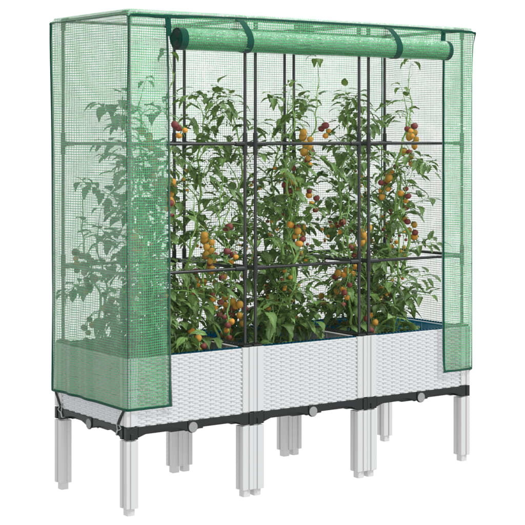 Raised Bed with Greenhouse Cover Rattan Look 120x40x140 cm