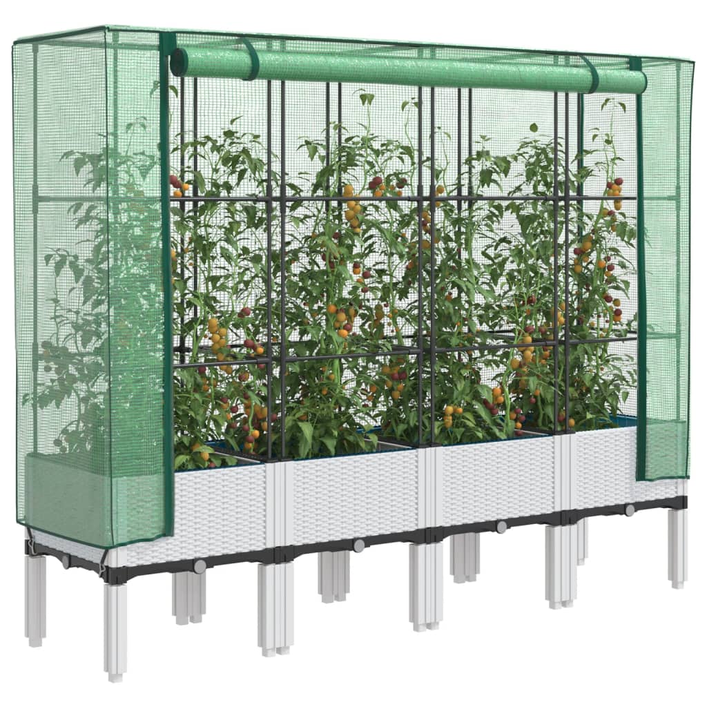 LIPARK Raised Bed with Greenhouse Cover Look 160x40x140 cm Rattan