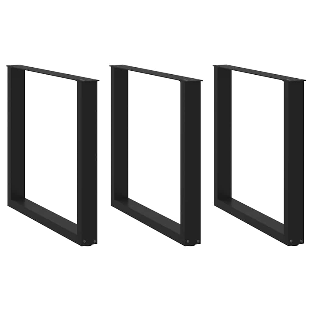 Coffee Table Legs U-Shaped 3 pcs Black 80x(72-73) cm Steel