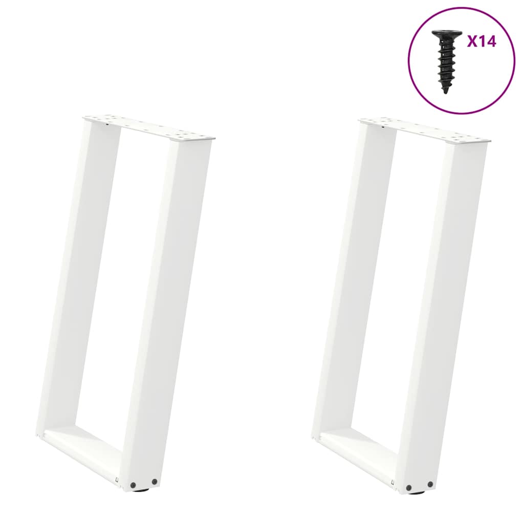 Dining Table Legs U-Shaped 2 pcs White 60x(72-73) cm Steel