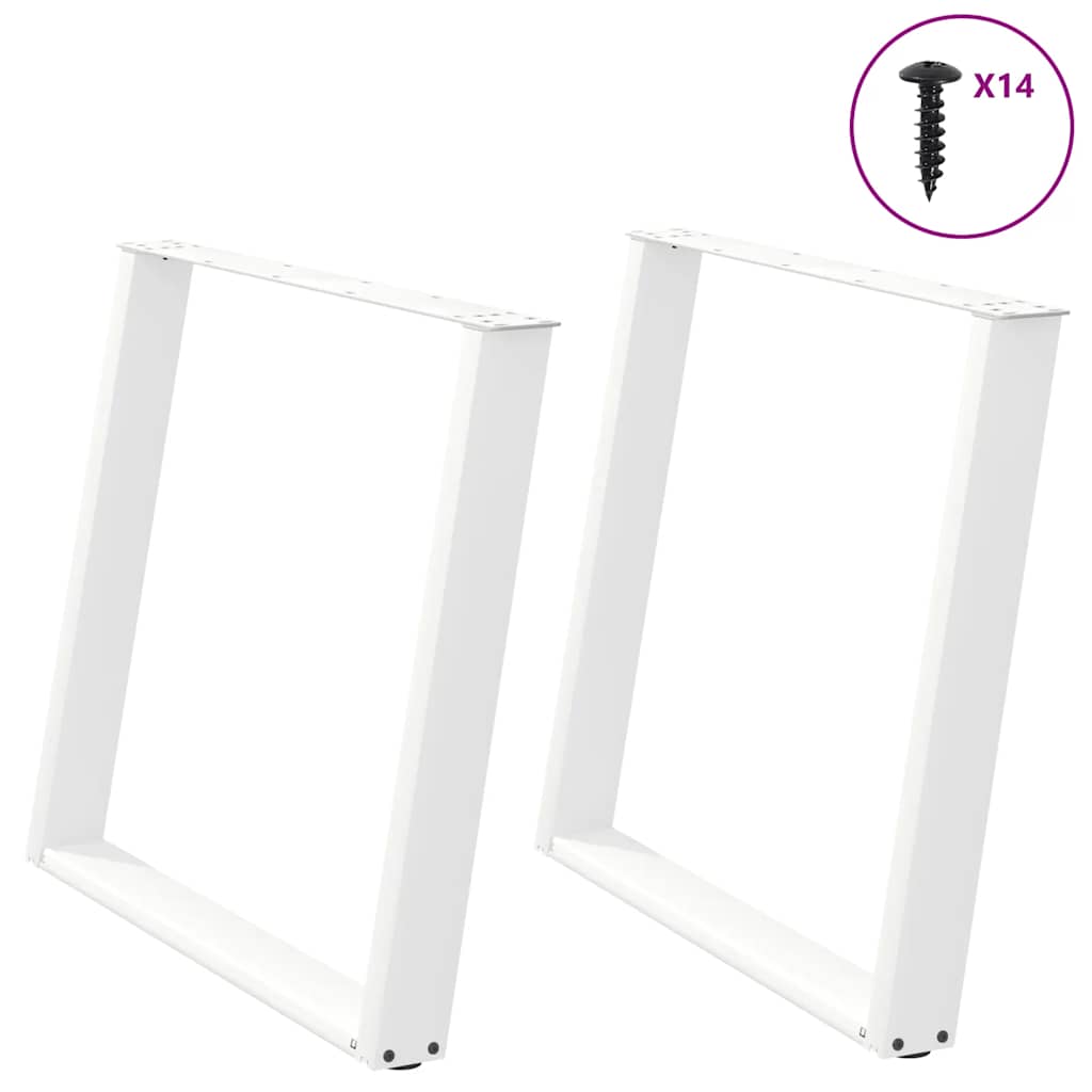 Dining Table Legs U-Shaped 2 pcs White 90x(72-73) cm Steel