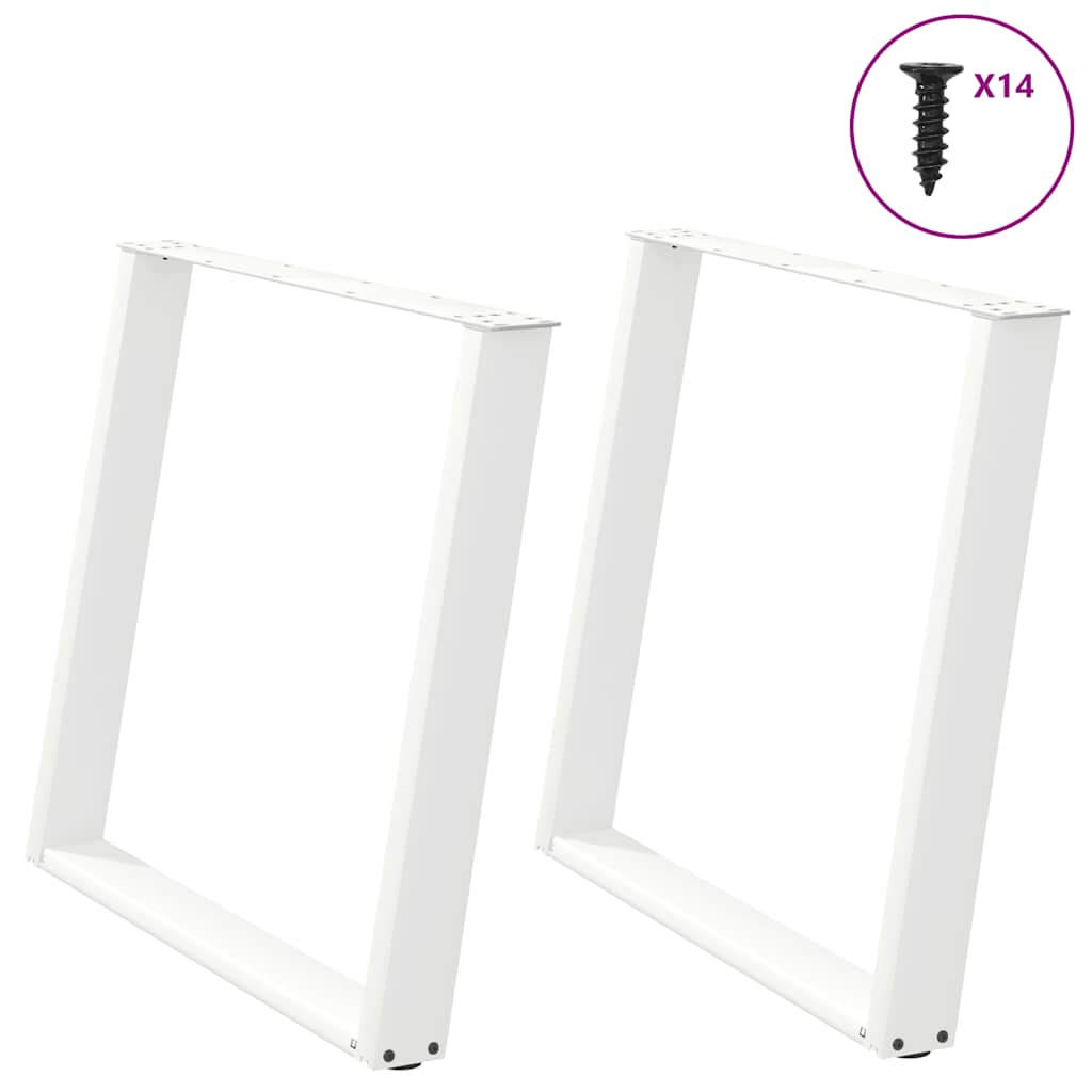 Dining Table Legs U-Shaped 2 pcs White 100x(72-73) cm Steel