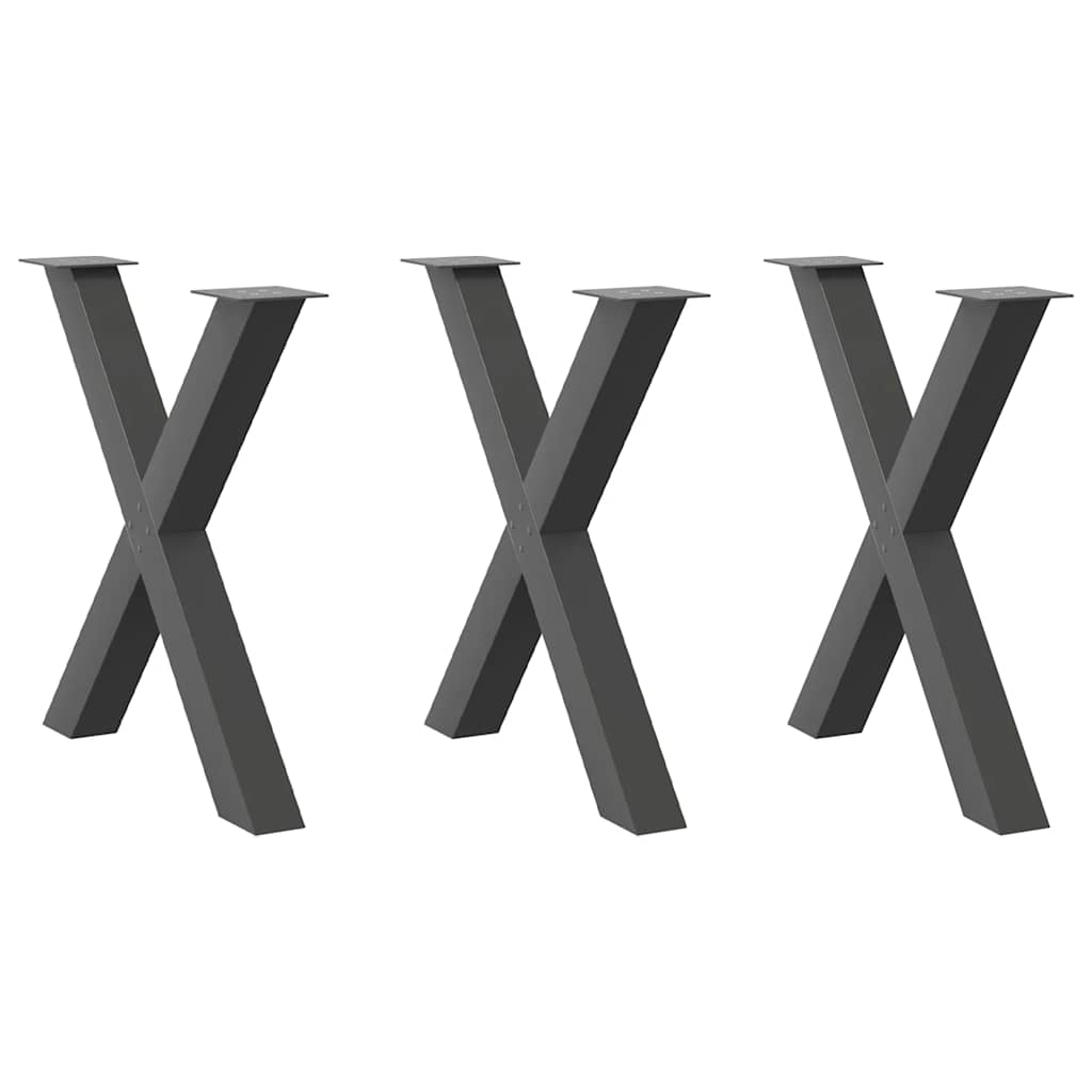 Dining Table Legs X-Shaped 3 pcs Anthracite 70x(72-73) cm Steel