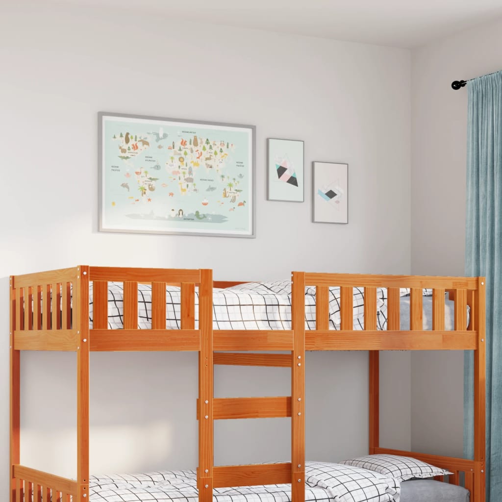 Children's Bed Wax Brown 90x200cm Solid Wood Pine