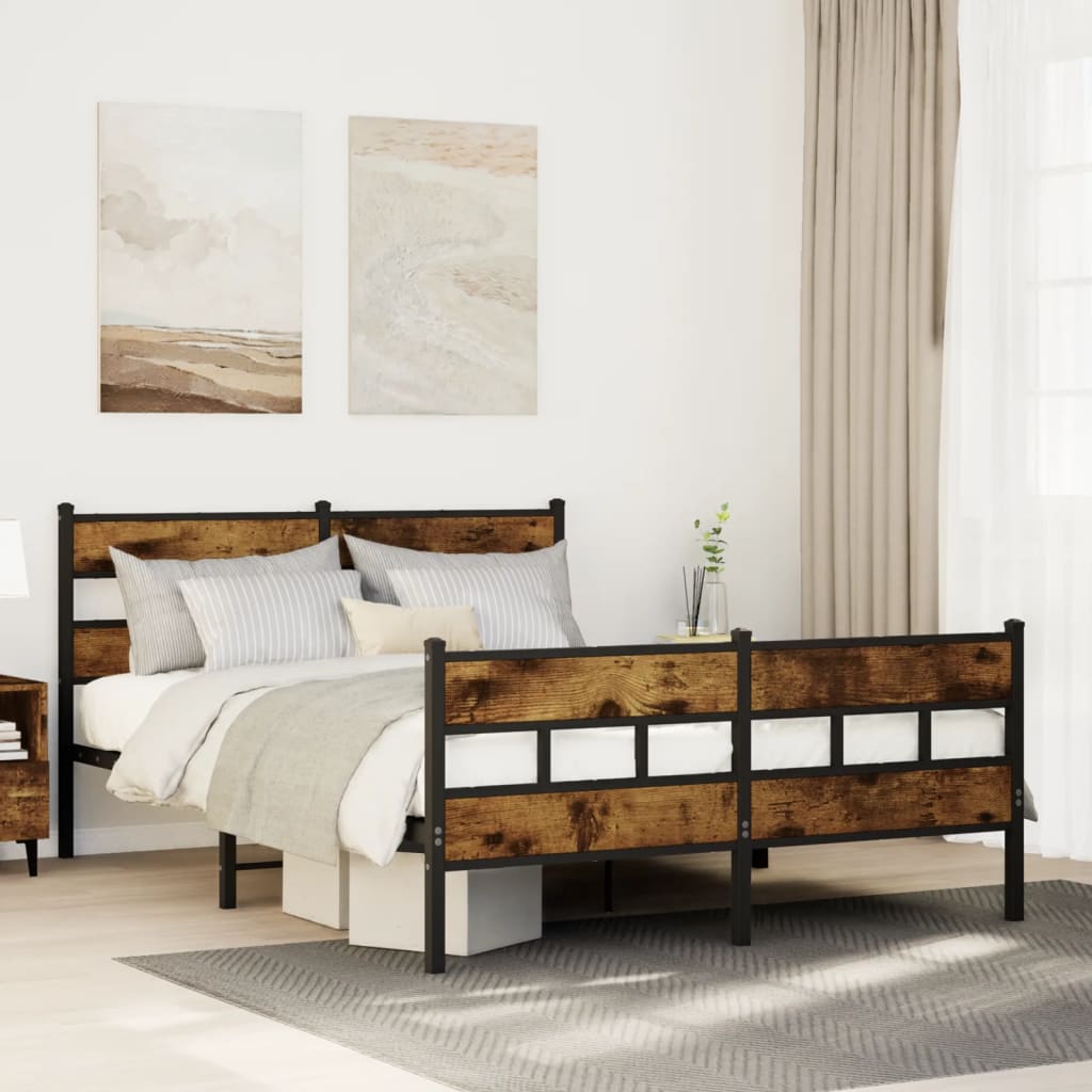 Metal Bedframe Smoked Oak 150x200cm King Size