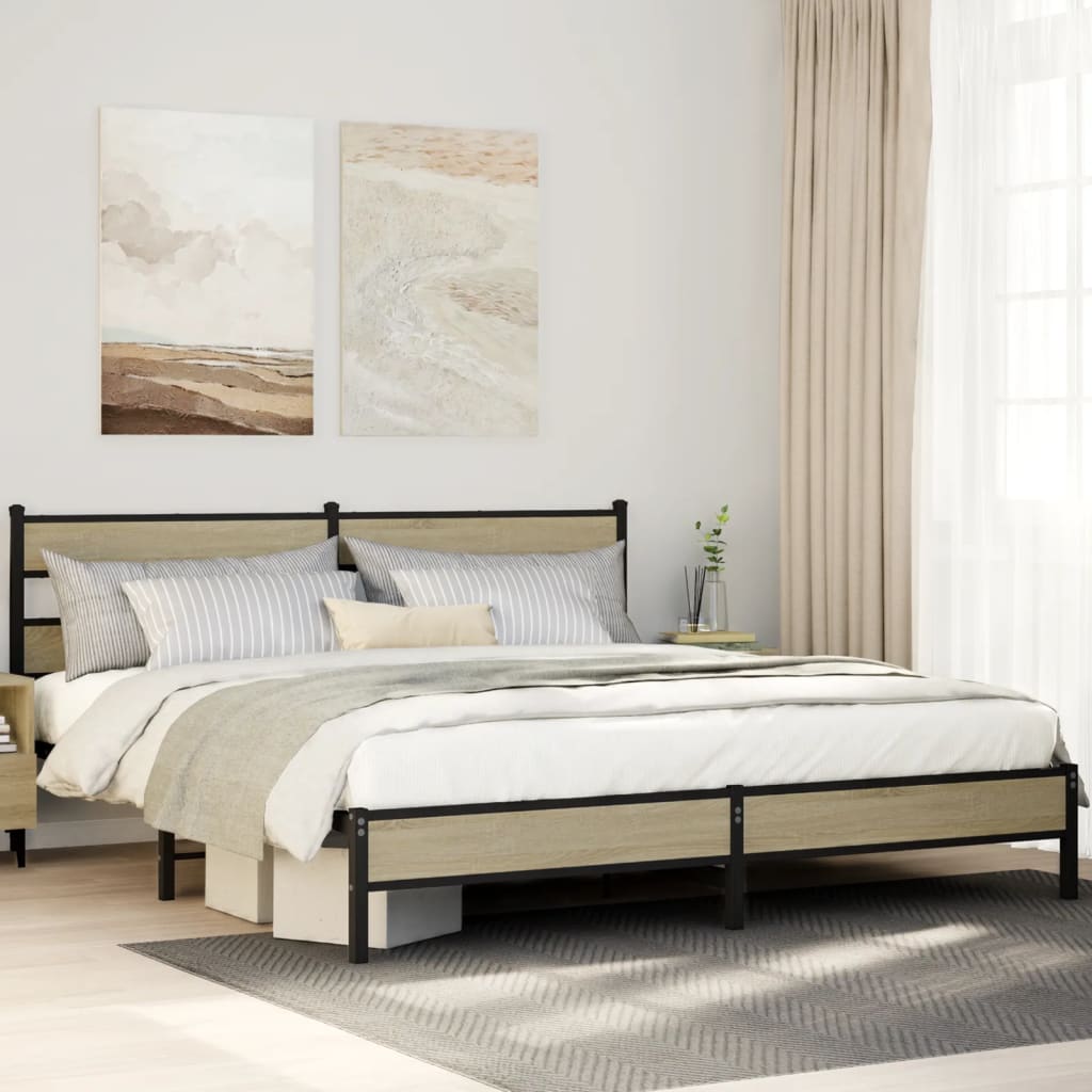 Metal Bedframe Sonoma Oak 180x200cm Super King