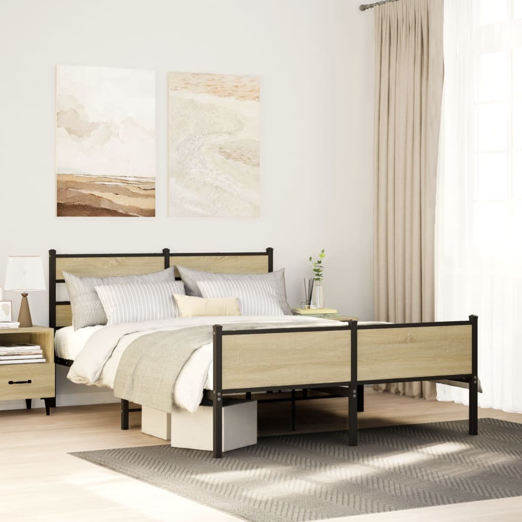 Metal Bedframe Sonoma Oak 160x200cm