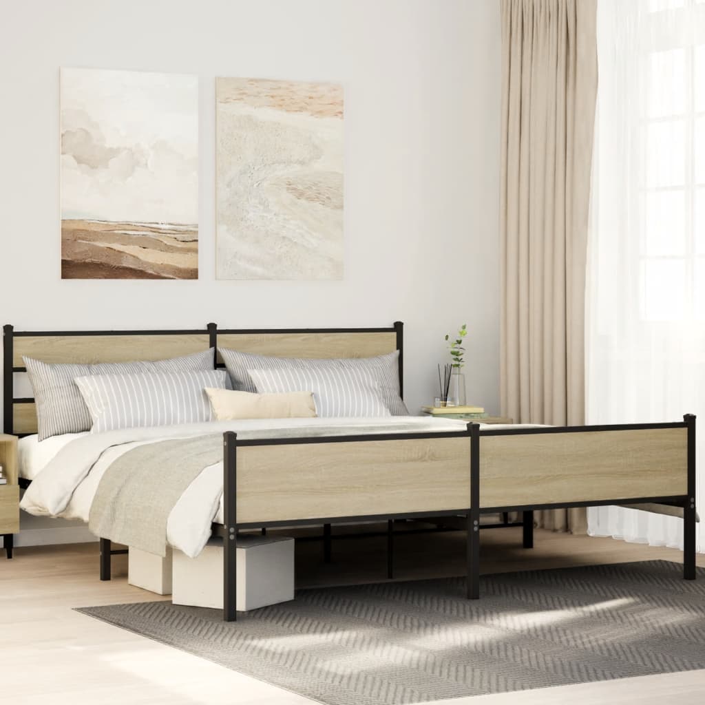 Metal Bedframe Sonoma Oak 180x200cm Super King