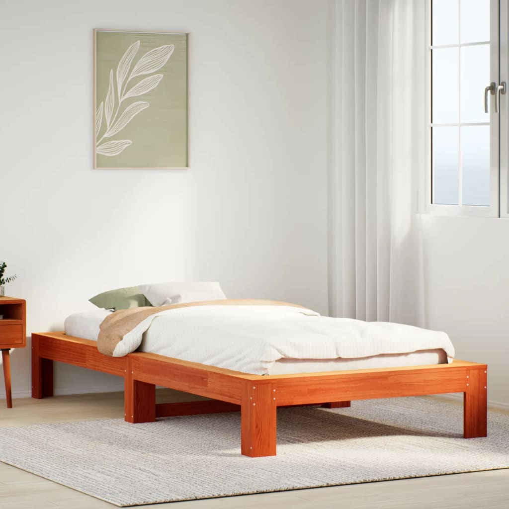 Bedframe Wax Brown 75x190cm Small Single Solid Wood Pine