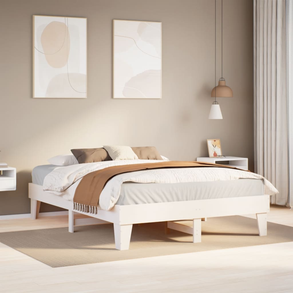 Bedframe White 140x200cm Solid Wood Pine