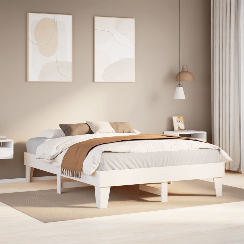 Bedframe White 140x190cm Solid Wood Pine