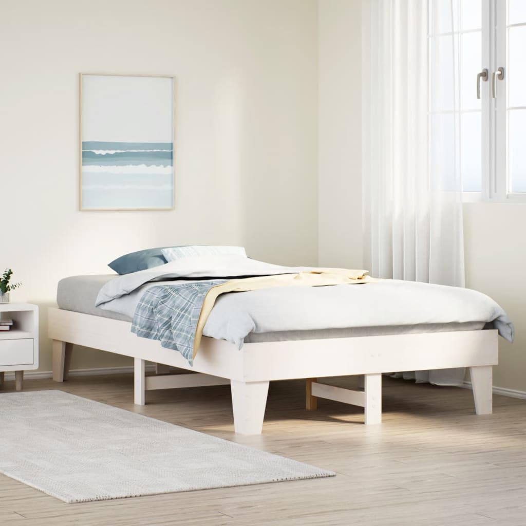 Bedframe White 120x190cm Small Double Solid Wood Pine