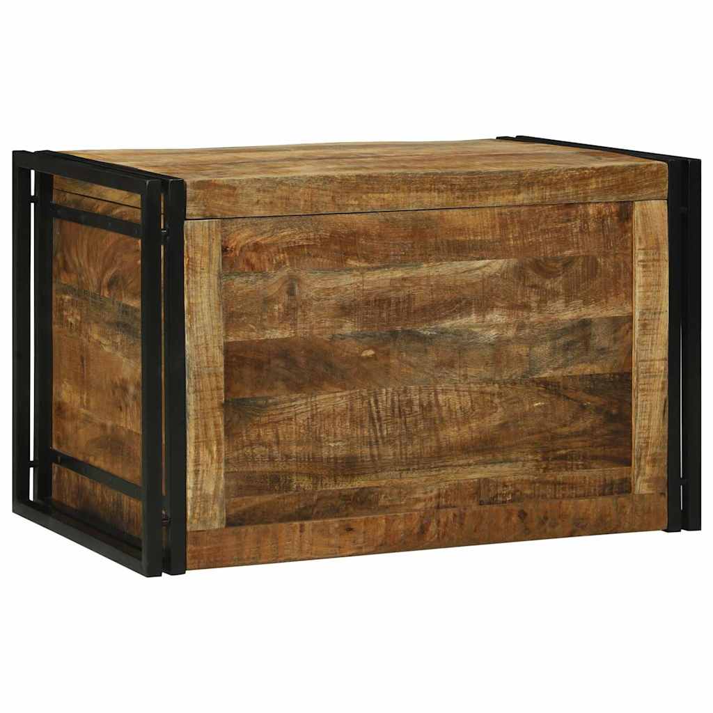 Storage Box - 80 x 50 x 50 cm, Solid Rough Wood Mango