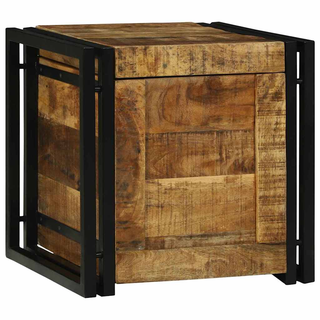 Storage Box - 40 x 40 x 40 cm, Solid Rough Wood Mango