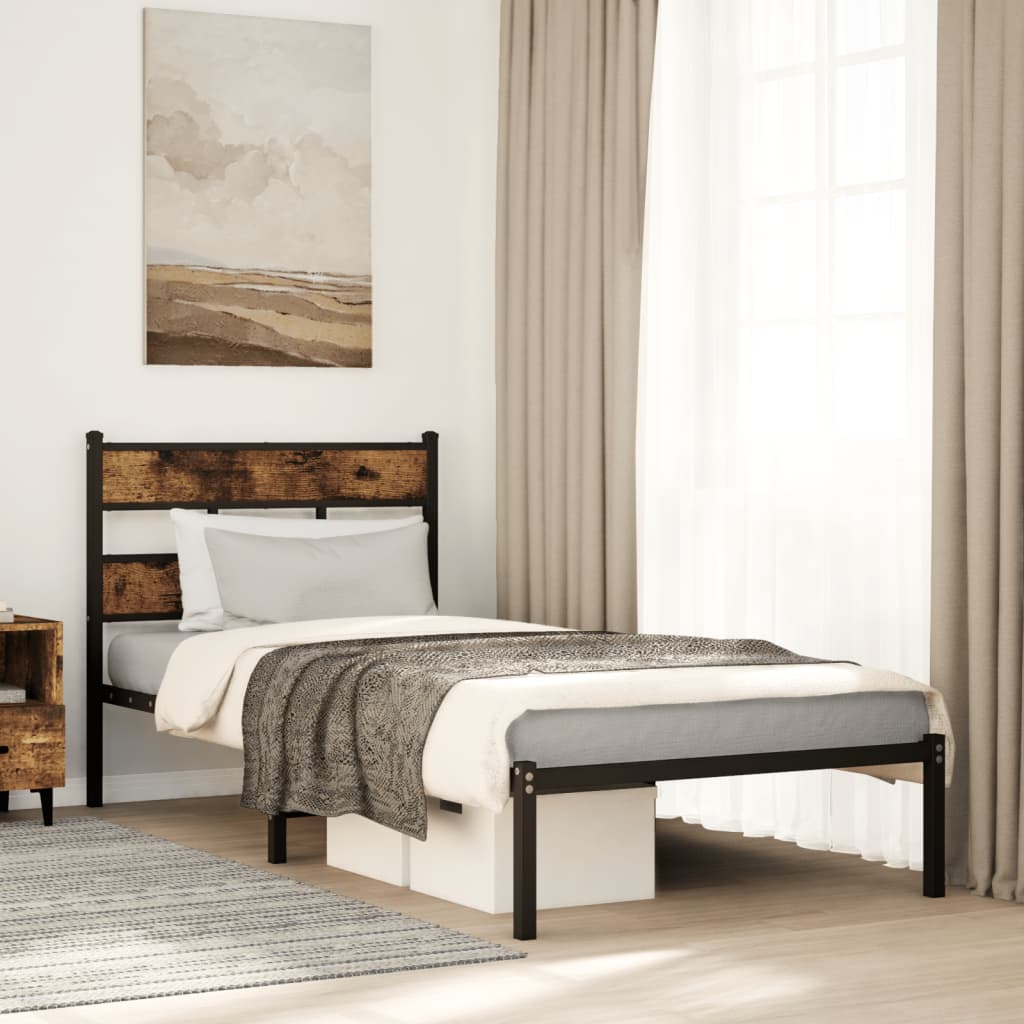 Metal Bedframe Smoked Oak 90x190cm Single