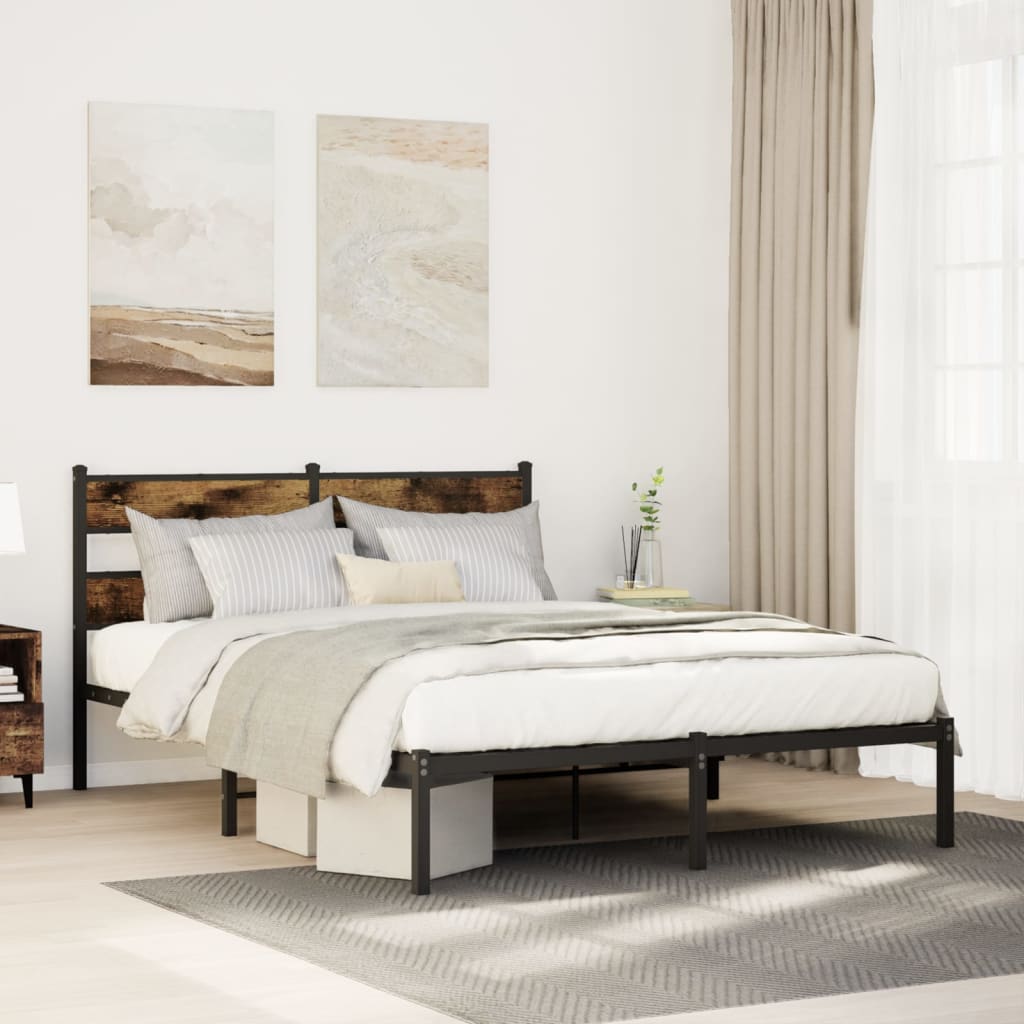 Metal Bedframe Smoked Oak 150x200cm King Size
