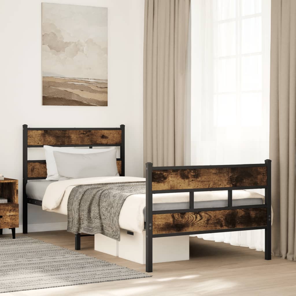 Metal Bedframe Smoked Oak 75x190cm Small Single