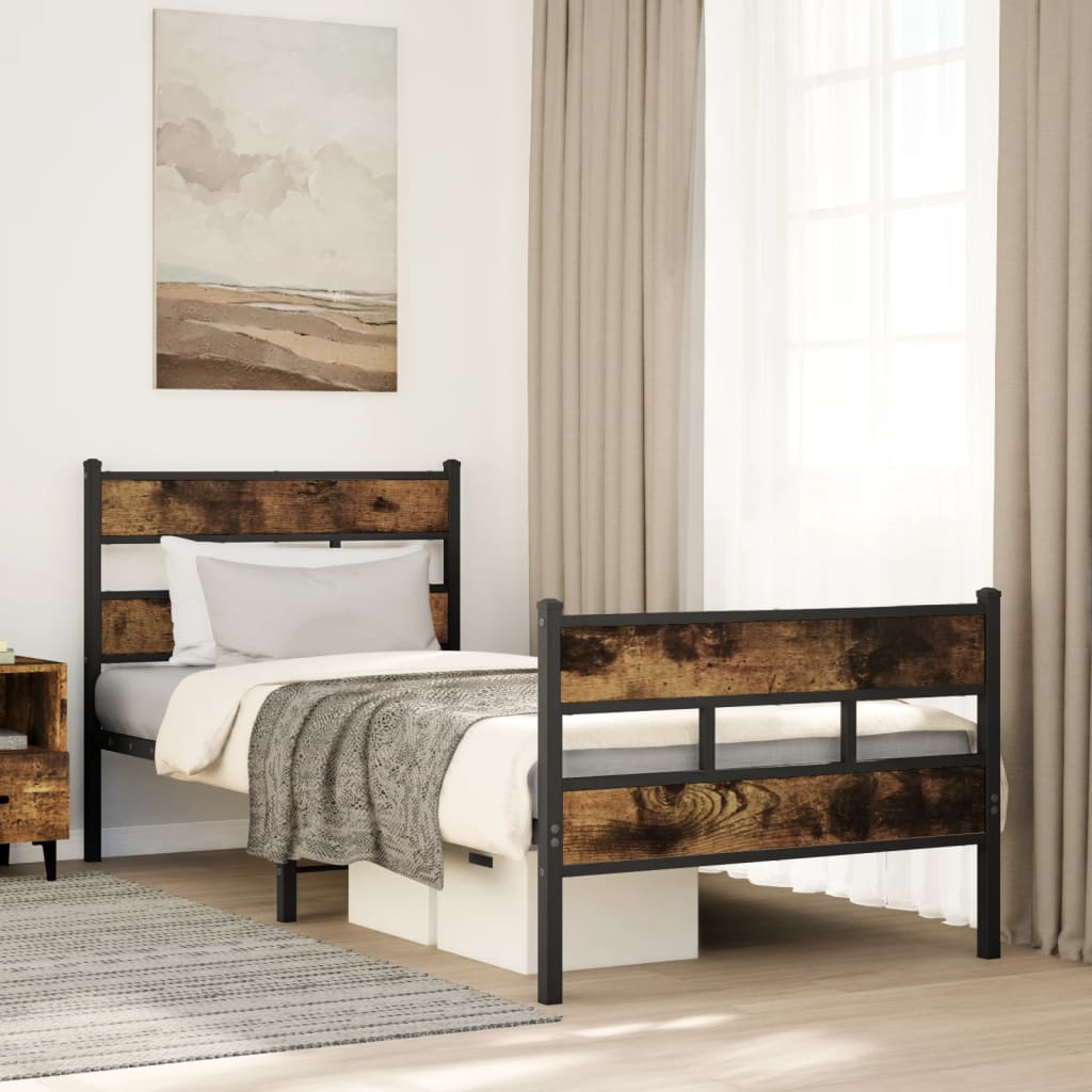 Metal Bedframe Smoked Oak 107x203cm