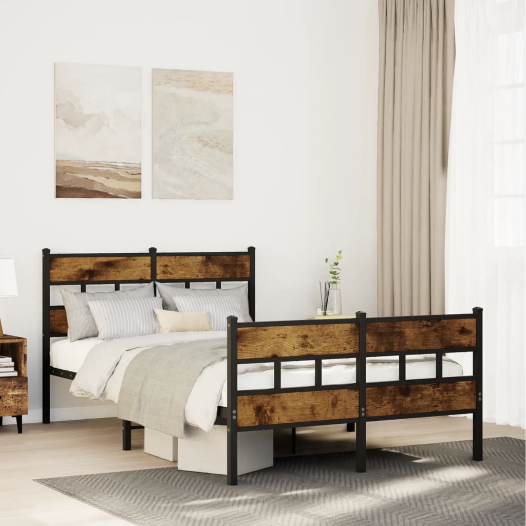 Metal Bedframe Smoked Oak 120x190cm Small Double