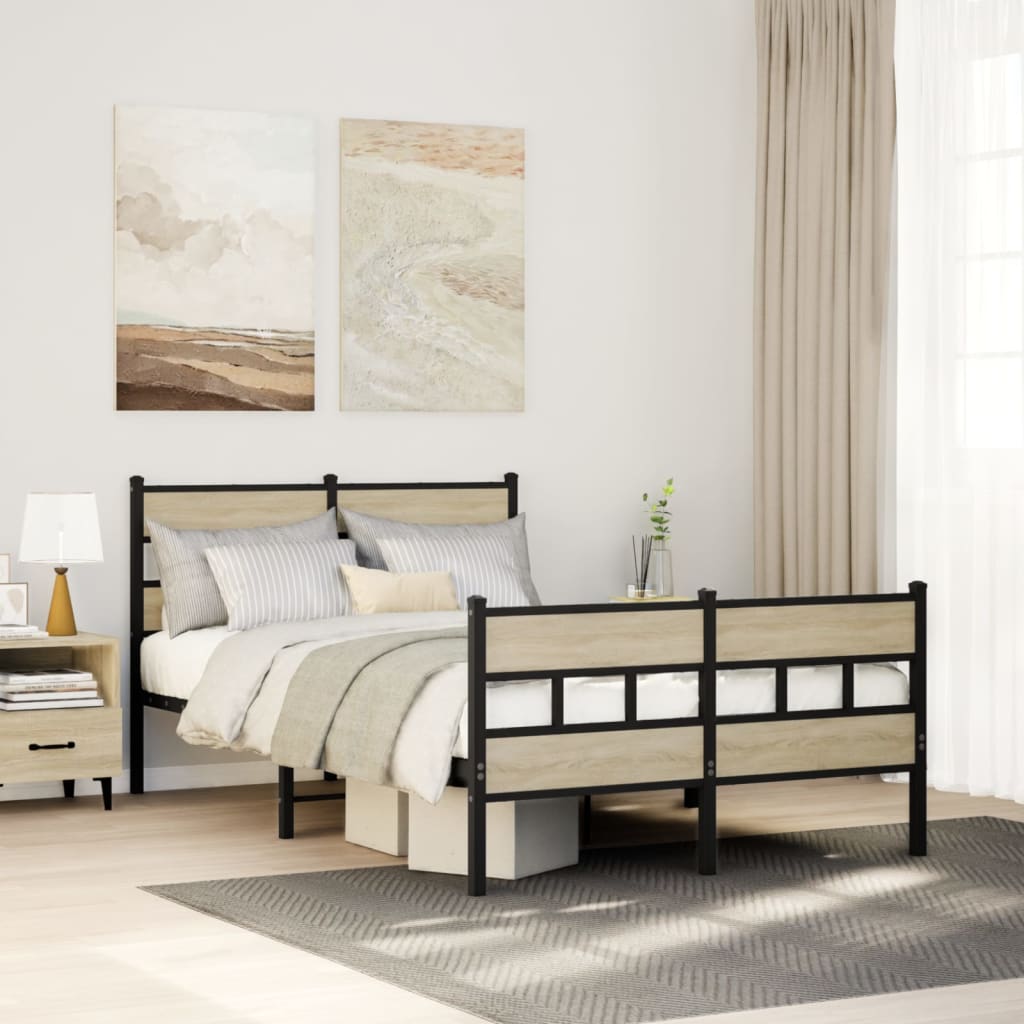 Metal Bedframe Sonoma Oak 120x190cm Small Double