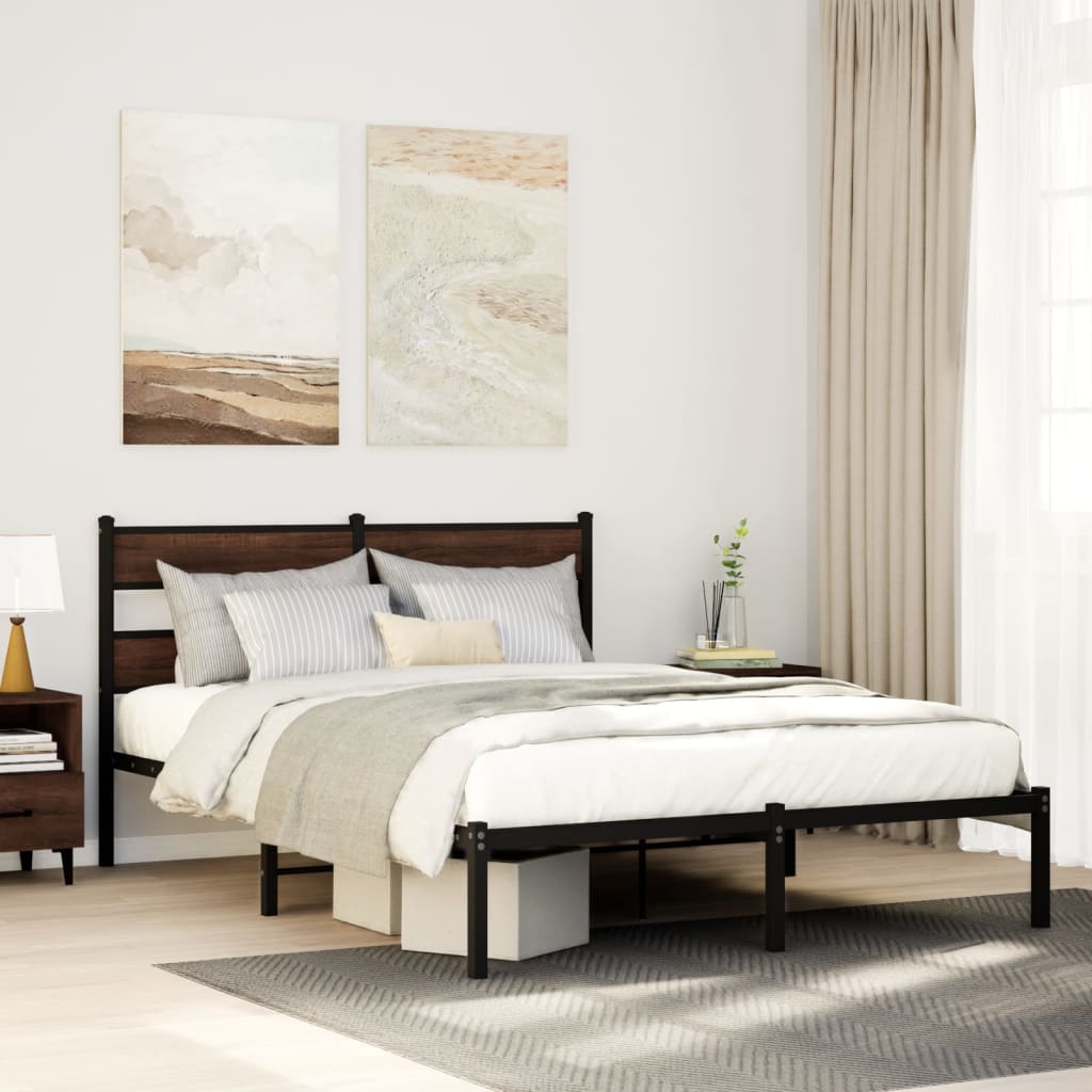 Bedframe with Headboard Brown Oak 160x200cm