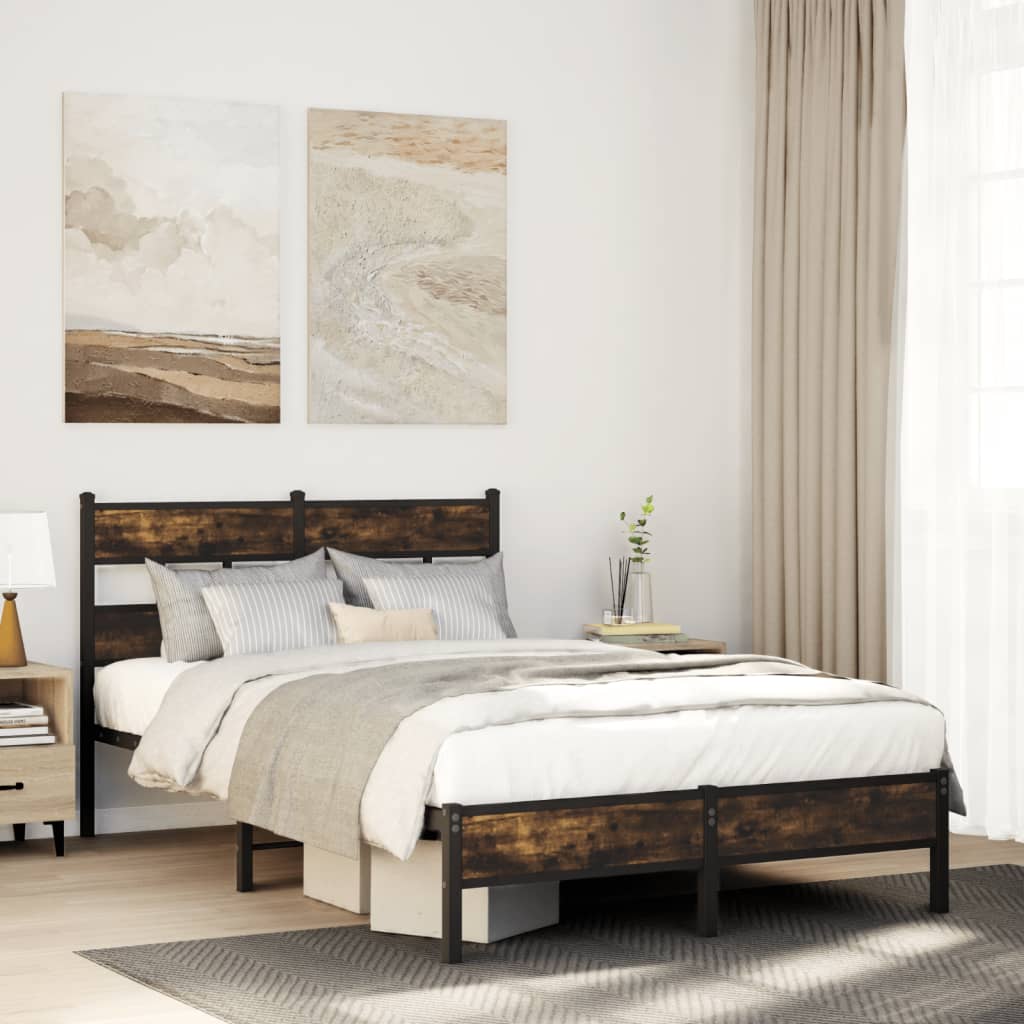 Bedframe with Headboard 120x190cm Sonoma Oak Small Double