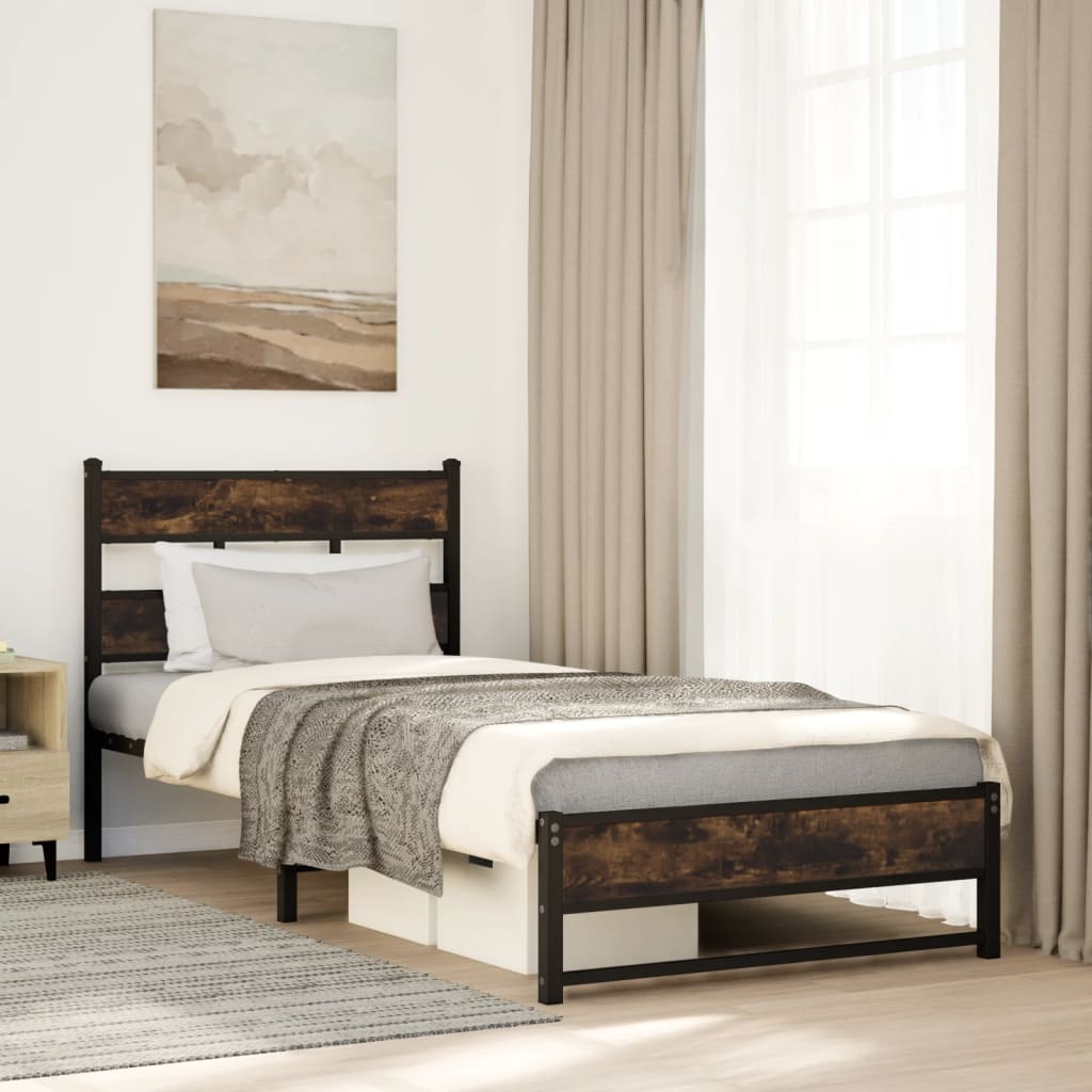 Metal Bedframe Smoked Oak 100x200cm