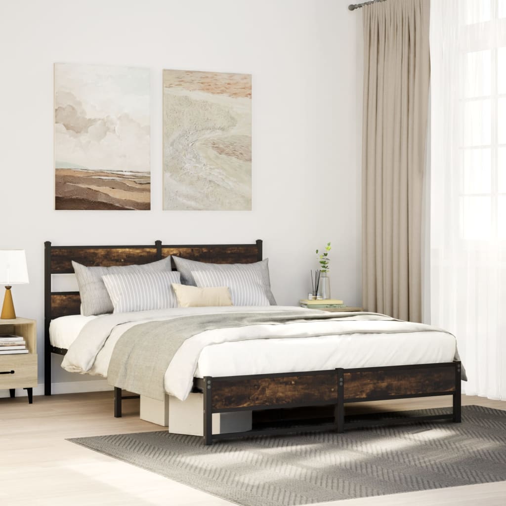 Metal Bedframe Smoked Oak 150x200cm King Size